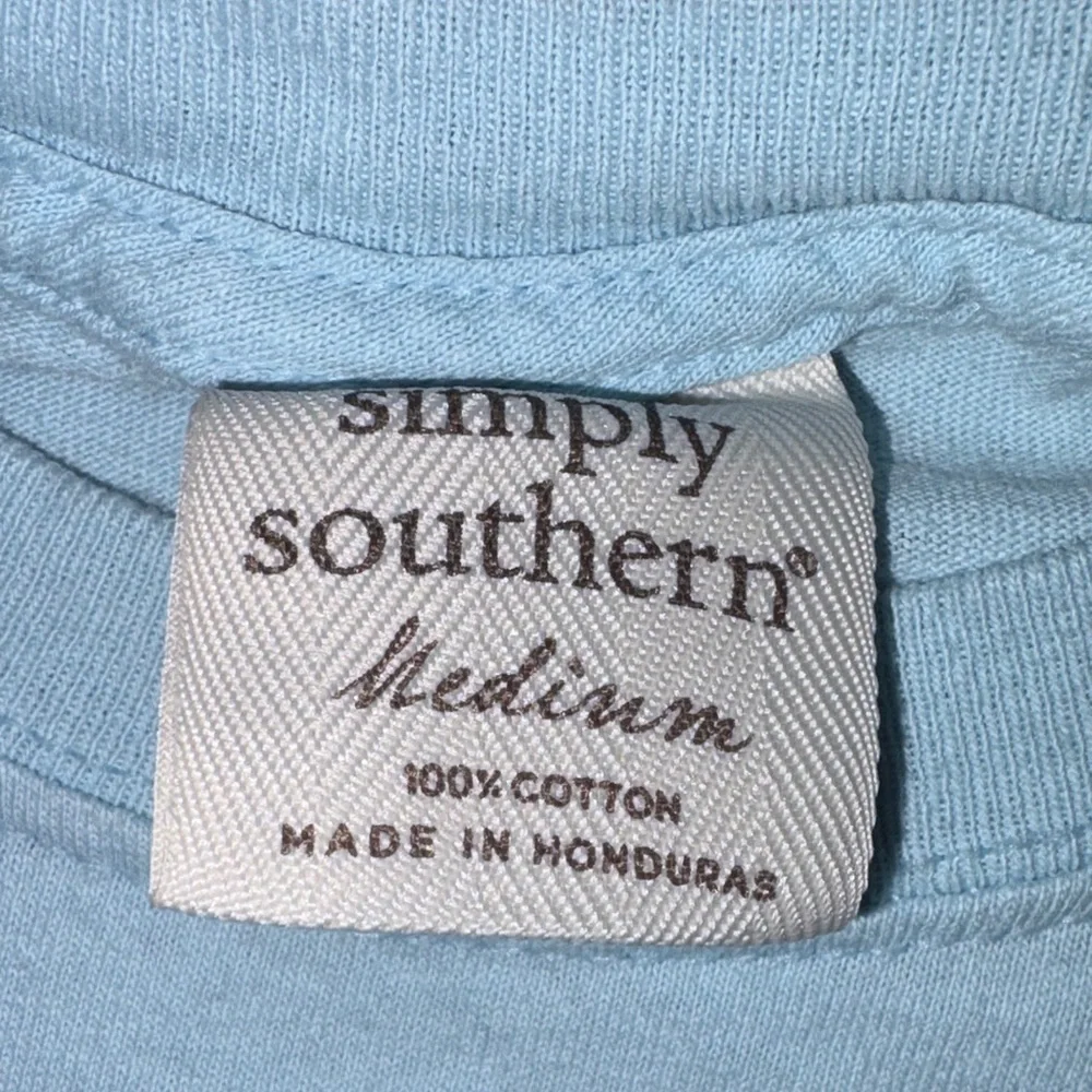 Simply Southern Light Blue T-Shirt “Somebody Please Take Me To The Beach” - Picture 4 of 5